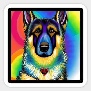 German Shepherd Dog Rainbow Painting Sticker